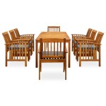 vidaXL Set mobilier de grădină cu perne, 9 piese, lemn masiv acacia vidaXL Set mobilier de grădină cu perne, 9 piese, lemn masiv acacia