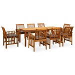 vidaXL Set mobilier de grădină cu perne, 9 piese, lemn masiv acacia vidaXL Set mobilier de grădină cu perne, 9 piese, lemn masiv acacia