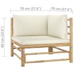 vidaXL Set mobilier de grădină, cu perne alb crem, 3 piese, bambus vidaXL Set mobilier de grădină, cu perne alb crem, 3 piese, bambus