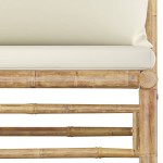 vidaXL Set mobilier de grădină, cu perne alb crem, 4 piese, bambus vidaXL Set mobilier de grădină, cu perne alb crem, 4 piese, bambus