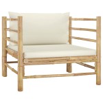 vidaXL Set mobilier de grădină, cu perne alb crem, 8 piese, bambus vidaXL Set mobilier de grădină, cu perne alb crem, 8 piese, bambus