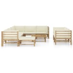 vidaXL Set mobilier de grădină, cu perne alb crem, 10 piese, bambus vidaXL Set mobilier de grădină, cu perne alb crem, 10 piese, bambus