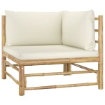 vidaXL Set mobilier de grădină, cu perne alb crem, 10 piese, bambus vidaXL Set mobilier de grădină, cu perne alb crem, 10 piese, bambus