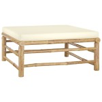 vidaXL Set mobilier de grădină, cu perne alb crem, 9 piese, bambus vidaXL Set mobilier de grădină, cu perne alb crem, 9 piese, bambus