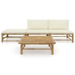 vidaXL Set mobilier de grădină, cu perne alb crem, 3 piese, bambus vidaXL Set mobilier de grădină, cu perne alb crem, 3 piese, bambus