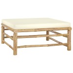 vidaXL Set mobilier de grădină, cu perne alb crem, 3 piese, bambus vidaXL Set mobilier de grădină, cu perne alb crem, 3 piese, bambus