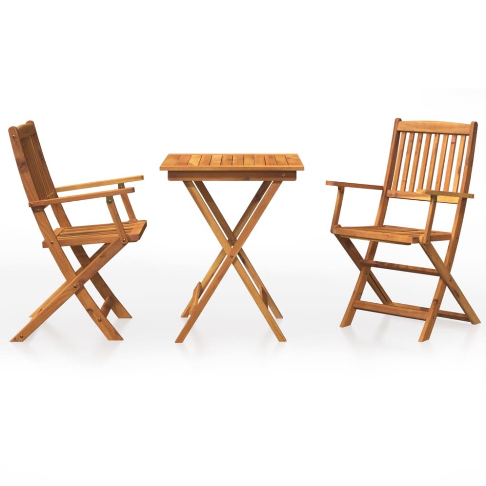 vidaXL Set mobilier grădină pliabil, 3 piese, lemn masiv acacia