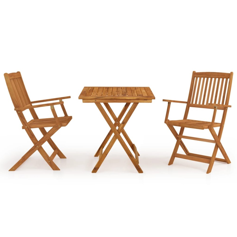 vidaXL Set mobilier grădină pliabil, 3 piese, lemn masiv acacia