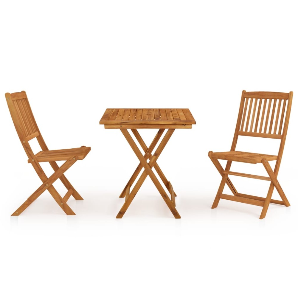 vidaXL Set mobilier grădină pliabil, 3 piese, lemn masiv acacia