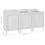 vidaXL Dulap comercial pentru chiuvetă, 180x60x96 cm, oțel inoxidabil vidaXL Dulap comercial pentru chiuvetă, 180x60x96 cm, oțel inoxidabil