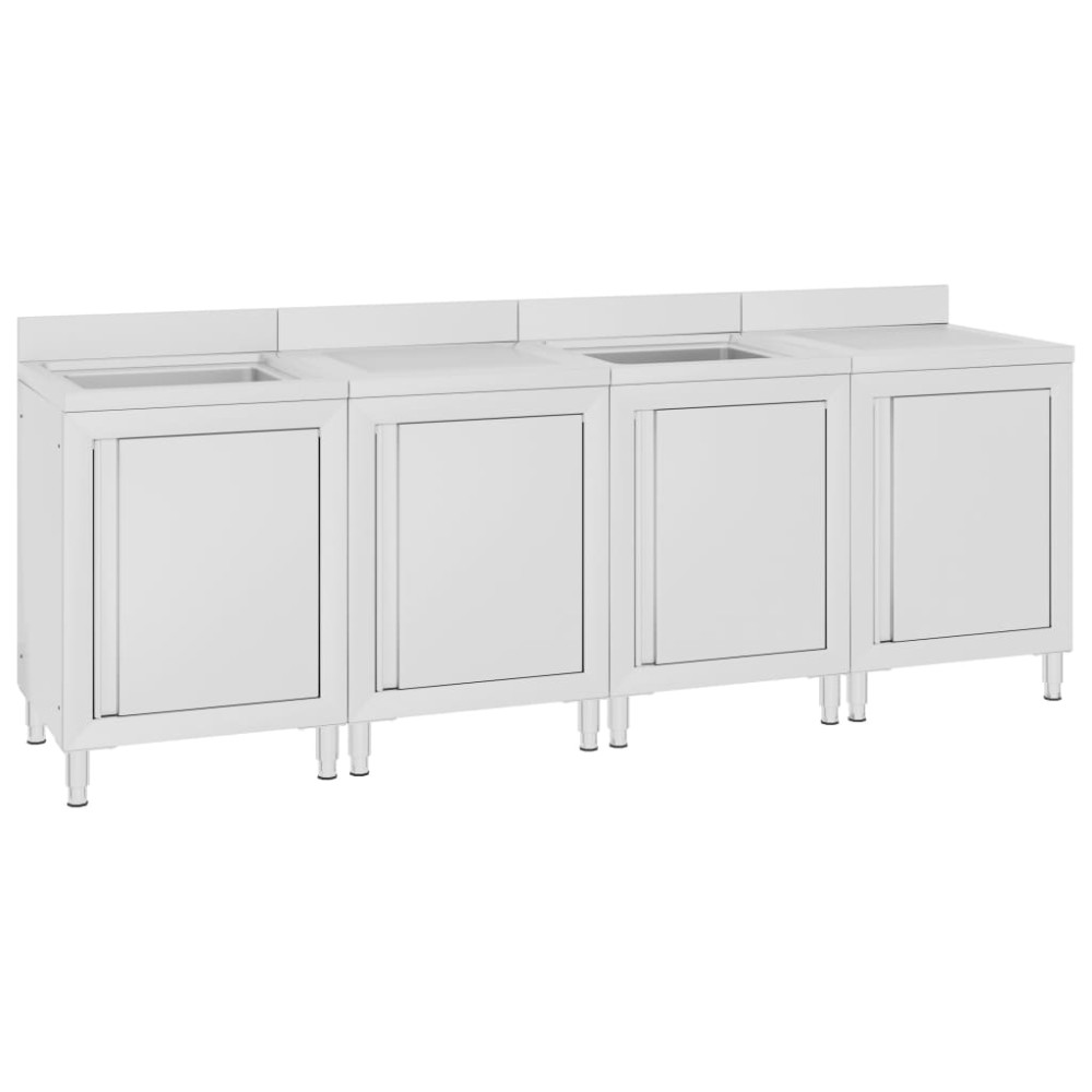vidaXL Dulap comercial pentru chiuvetă, 240x60x96 cm, oțel inoxidabil