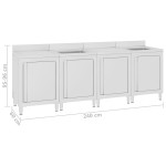 vidaXL Dulap comercial pentru chiuvetă, 240x60x96 cm, oțel inoxidabil