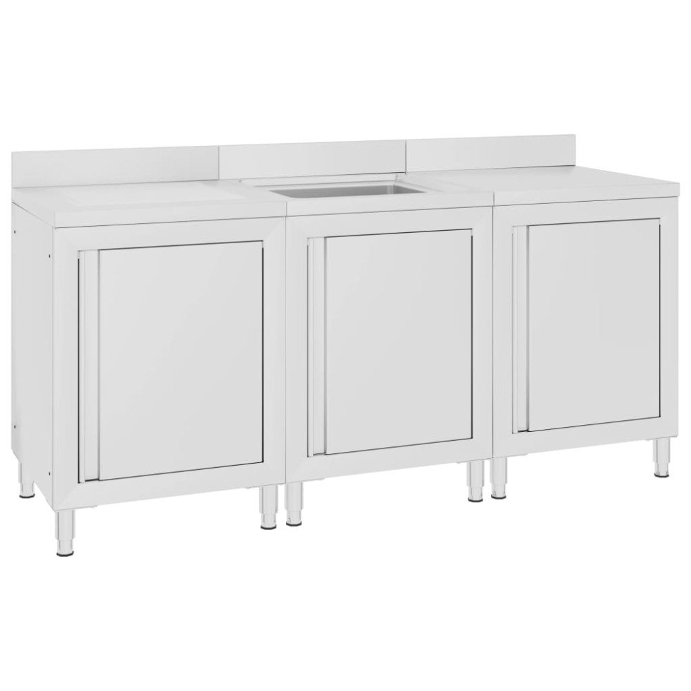 vidaXL Dulap comercial pentru chiuvetă 180x60x96 cm, oțel inoxidabil