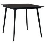 vidaXL Set mobilier grădină, 3 piese, negru, sfoară de bumbac și oțel vidaXL Set mobilier grădină, 3 piese, negru, sfoară de bumbac și oțel