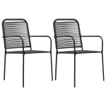 vidaXL Set mobilier grădină, 3 piese, negru, sfoară de bumbac și oțel vidaXL Set mobilier grădină, 3 piese, negru, sfoară de bumbac și oțel