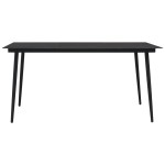 vidaXL Set mobilier de grădină, 9 piese, negru, sfoară bumbac și oțel vidaXL Set mobilier de grădină, 9 piese, negru, sfoară bumbac și oțel