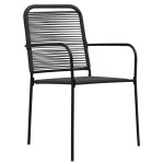 vidaXL Set mobilier de grădină, 9 piese, negru, sfoară bumbac și oțel vidaXL Set mobilier de grădină, 9 piese, negru, sfoară bumbac și oțel