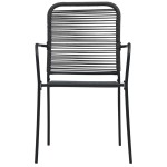 vidaXL Set mobilier de grădină, 9 piese, negru, sfoară bumbac și oțel vidaXL Set mobilier de grădină, 9 piese, negru, sfoară bumbac și oțel