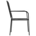 vidaXL Set mobilier de grădină, 9 piese, negru, sfoară bumbac și oțel vidaXL Set mobilier de grădină, 9 piese, negru, sfoară bumbac și oțel