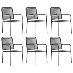 vidaXL Set mobilier de grădină, 7 piese, negru, sfoară bumbac și oțel
