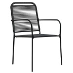 vidaXL Set mobilier de grădină, 7 piese, negru, sfoară bumbac și oțel