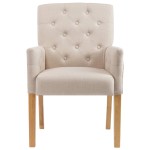 vidaXL Scaune de bucătărie cu brațe, 2 buc., bej, material textil