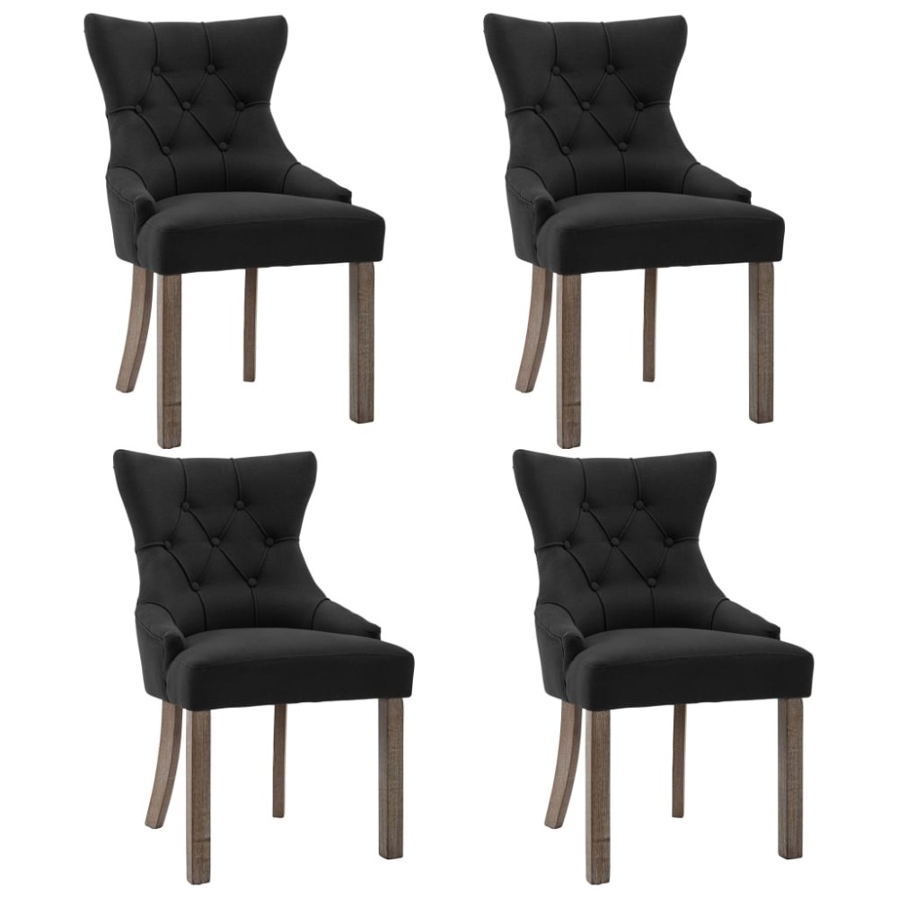 vidaXL Scaune de bucătărie, 4 buc., negru, material textil