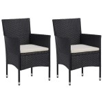 vidaXL Set mobilier de grădină, 3 piese, negru, poliratan și sticlă vidaXL Set mobilier de grădină, 3 piese, negru, poliratan și sticlă