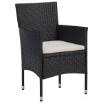vidaXL Set mobilier de grădină, 3 piese, negru, poliratan și sticlă vidaXL Set mobilier de grădină, 3 piese, negru, poliratan și sticlă