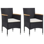 vidaXL Set mobilier grădină, 3 piese, negru, poliratan și lemn acacia vidaXL Set mobilier grădină, 3 piese, negru, poliratan și lemn acacia