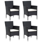 vidaXL Set mobilier de grădină, 5 piese, negru, poliratan vidaXL Set mobilier de grădină, 5 piese, negru, poliratan
