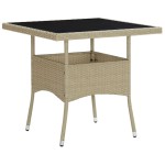 vidaXL Set mobilier de grădină, 5 piese, bej, poliratan și sticlă vidaXL Set mobilier de grădină, 5 piese, bej, poliratan și sticlă