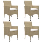 vidaXL Set mobilier de grădină, 5 piese, bej, poliratan și sticlă vidaXL Set mobilier de grădină, 5 piese, bej, poliratan și sticlă