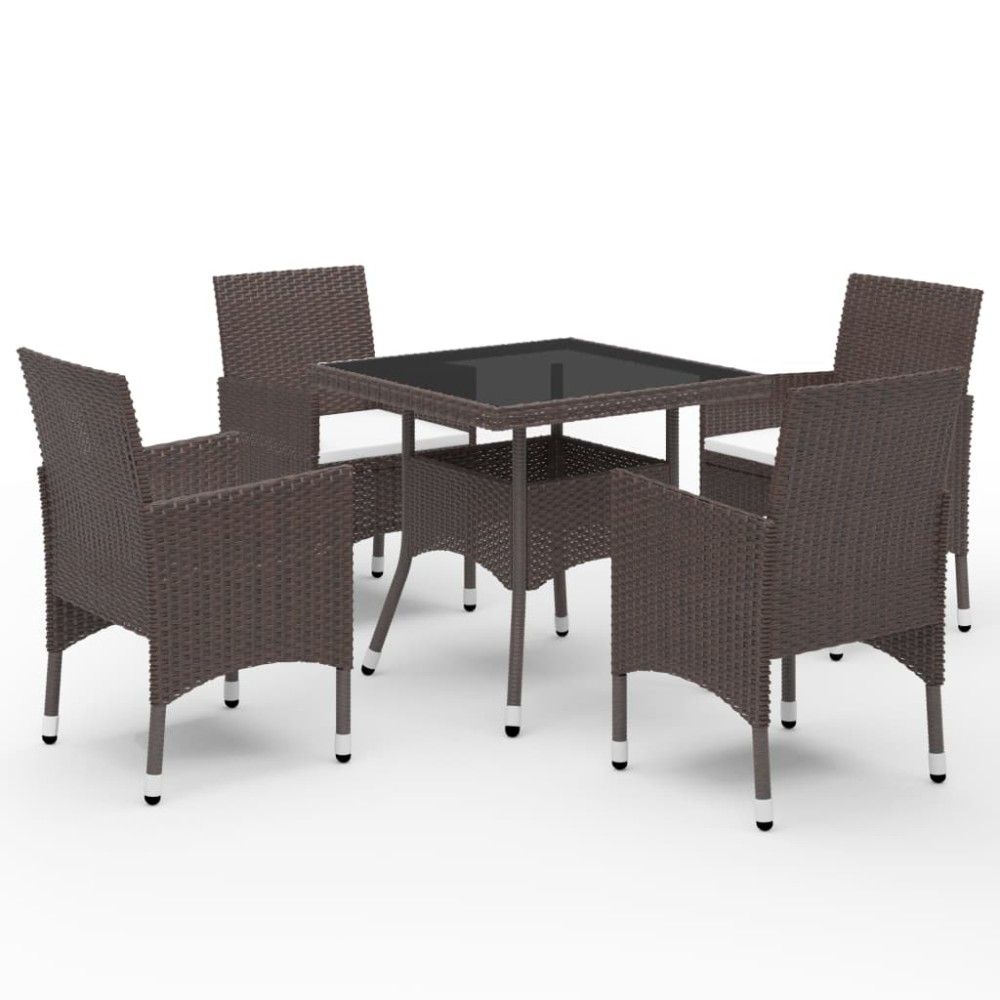 vidaXL Set mobilier de grădină, 5 piese, poliratan și sticlă