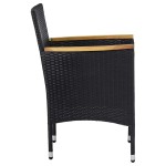 vidaXL Set mobilier grădină, 5 piese, negru, poliratan, lemn acacia vidaXL Set mobilier grădină, 5 piese, negru, poliratan, lemn acacia