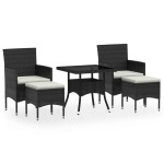 vidaXL Set mobilier grădină, 5 piese, negru, poliratan/sticlă tratată vidaXL Set mobilier grădină, 5 piese, negru, poliratan/sticlă tratată