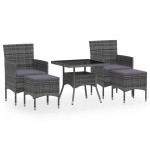 vidaXL Set mobilier grădină, 5 piese, gri, poliratan/sticlă tratată vidaXL Set mobilier grădină, 5 piese, gri, poliratan/sticlă tratată