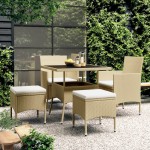 vidaXL Set mobilier de grădină, 5 piese, bej, poliratan vidaXL Set mobilier de grădină, 5 piese, bej, poliratan