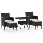 vidaXL Set mobilier grădină, 5 piese, negru, poliratan/sticlă tratată vidaXL Set mobilier grădină, 5 piese, negru, poliratan/sticlă tratată