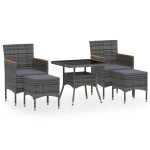 vidaXL Set mobilier grădină, 5 piese, gri, poliratan/sticlă tratată vidaXL Set mobilier grădină, 5 piese, gri, poliratan/sticlă tratată