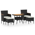 vidaXL Set mobilier grădină, 5 piese, negru, poliratan și lemn acacia vidaXL Set mobilier grădină, 5 piese, negru, poliratan și lemn acacia
