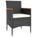 vidaXL Set mobilier grădină, 5 piese, negru, poliratan și lemn acacia vidaXL Set mobilier grădină, 5 piese, negru, poliratan și lemn acacia
