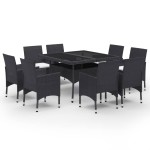 vidaXL Set mobilier grădină, 9 piese, negru, poliratan, lemn acacia vidaXL Set mobilier grădină, 9 piese, negru, poliratan, lemn acacia