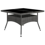 vidaXL Set mobilier de grădină, 9 piese, gri, poliratan și sticlă vidaXL Set mobilier de grădină, 9 piese, gri, poliratan și sticlă