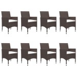 vidaXL Set mobilier grădină, 9 piese, maro, poliratan și sticlă vidaXL Set mobilier grădină, 9 piese, maro, poliratan și sticlă