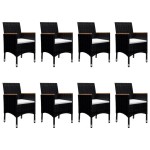 vidaXL Set mobilier grădină, 9 piese, negru, poliratan și lemn acacia vidaXL Set mobilier grădină, 9 piese, negru, poliratan și lemn acacia