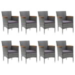 vidaXL Set mobilier grădină, 9 piese, gri, poliratan, lemn acacia vidaXL Set mobilier grădină, 9 piese, gri, poliratan, lemn acacia
