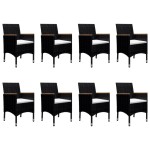 vidaXL Set mobilier grădină, 9 piese, negru, poliratan și lemn acacia vidaXL Set mobilier grădină, 9 piese, negru, poliratan și lemn acacia