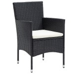 vidaXL Set mobilier grădină, 5 piese, negru, poliratan și lemn acacia vidaXL Set mobilier grădină, 5 piese, negru, poliratan și lemn acacia