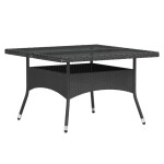 vidaXL Set mobilier grădină, 5 piese, negru, poliratan/sticlă tratată vidaXL Set mobilier grădină, 5 piese, negru, poliratan/sticlă tratată
